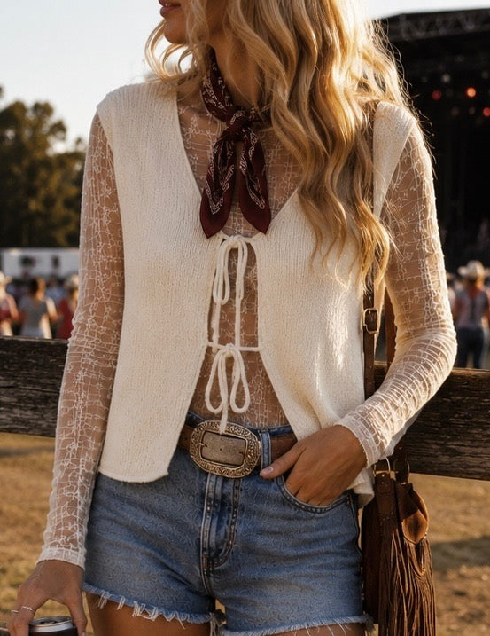 Butterfly Lace Up Vest